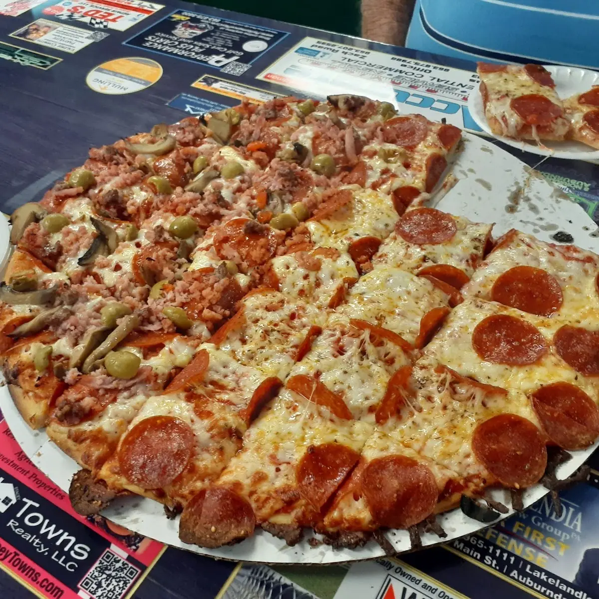 Half Pepperoni Pizza and Half Meat Lovers Pizza