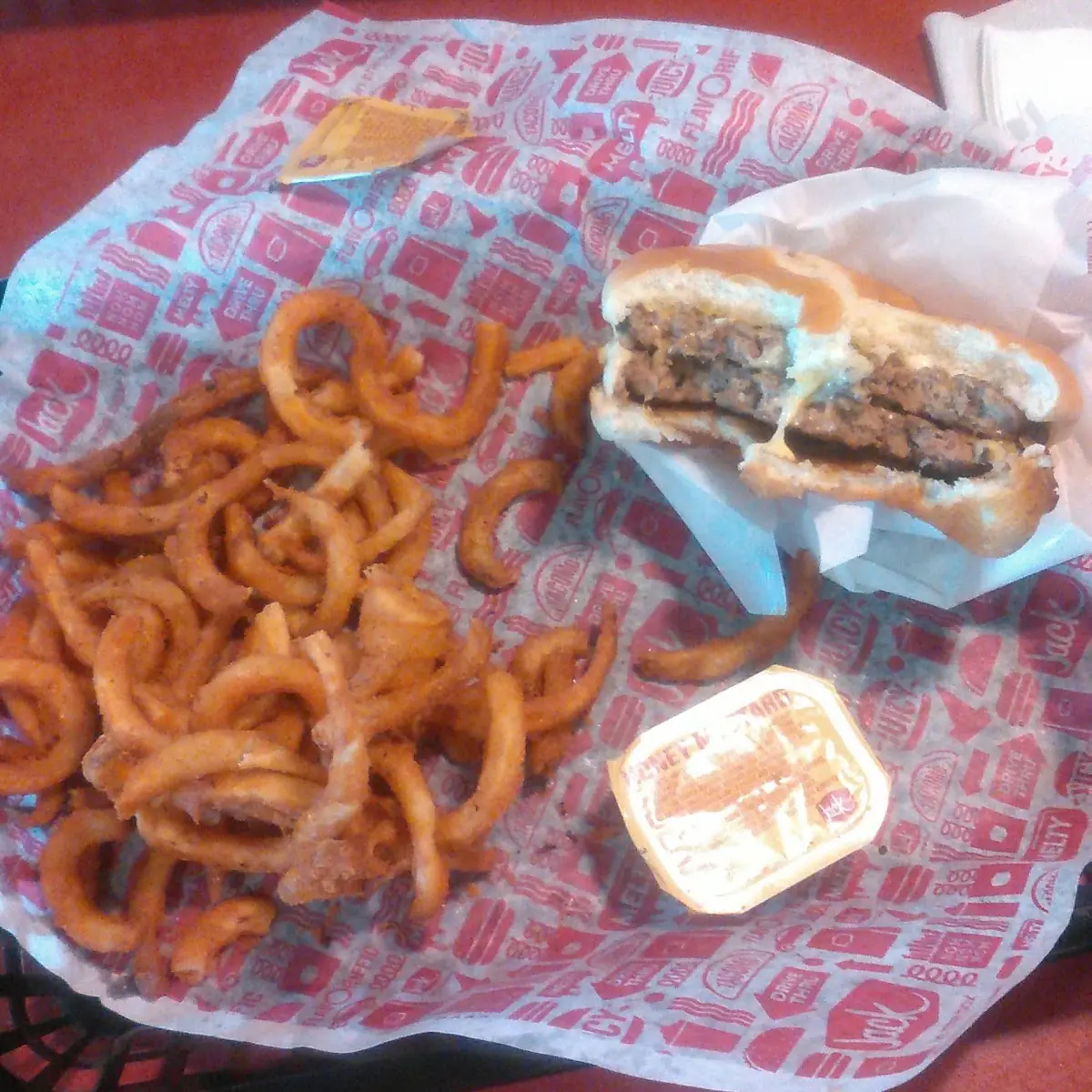 Curly Fries and Double Cheeseburger