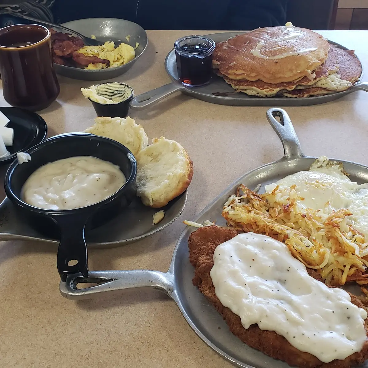 Chicken-Fried Steak & Eggs and Biscuits and Sausage Gravy