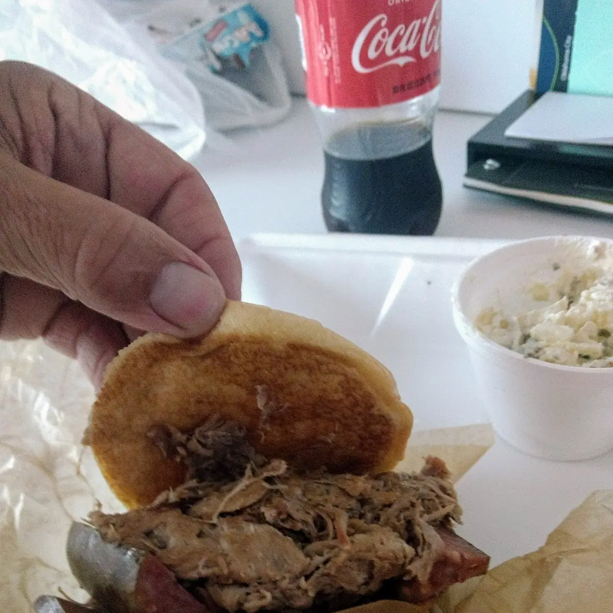 Heisman Sandwich Pulled Pork or Brisket Smoked Balogna and Smoked Sausage
