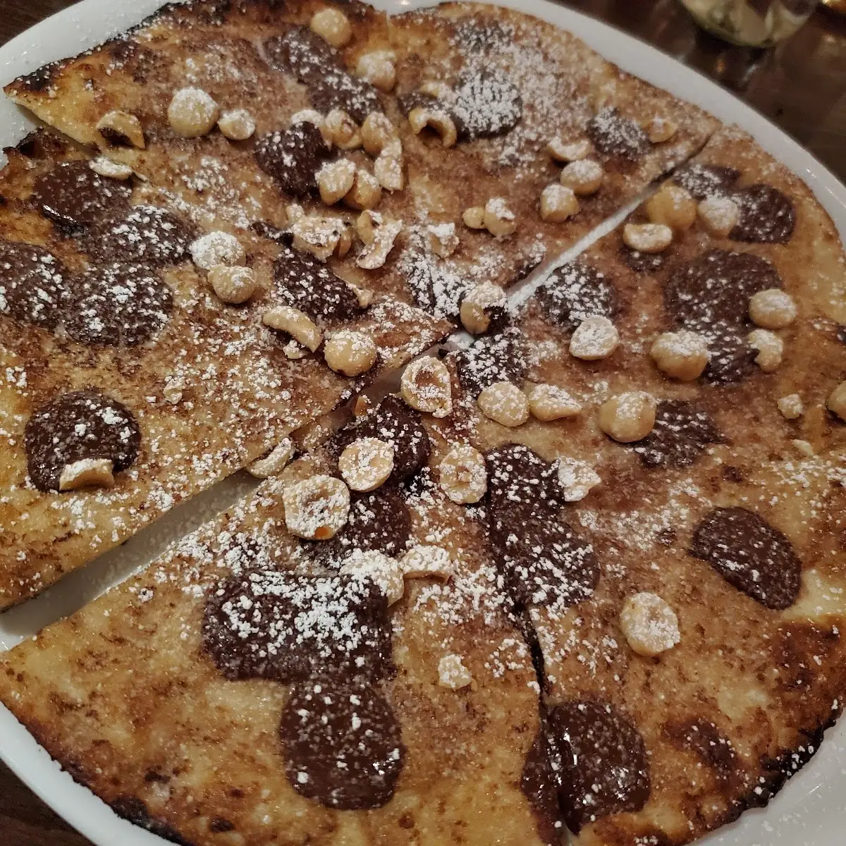 Dark Chocolate Hazelnut Dessert Pizza