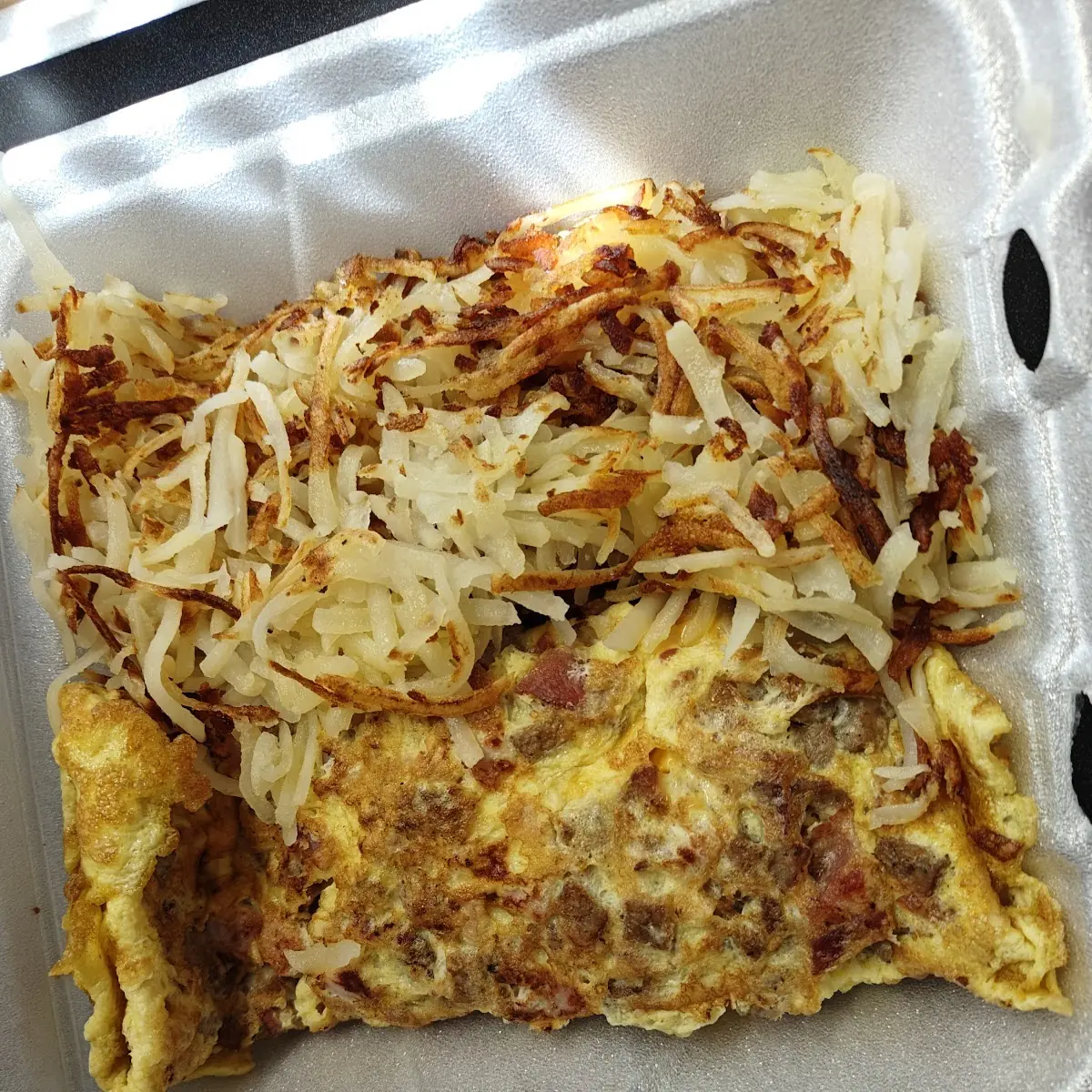 Ham and Cheese Omelette with Hash Browns