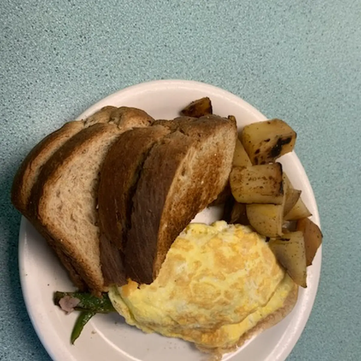 Eggs Home Fries and Toast