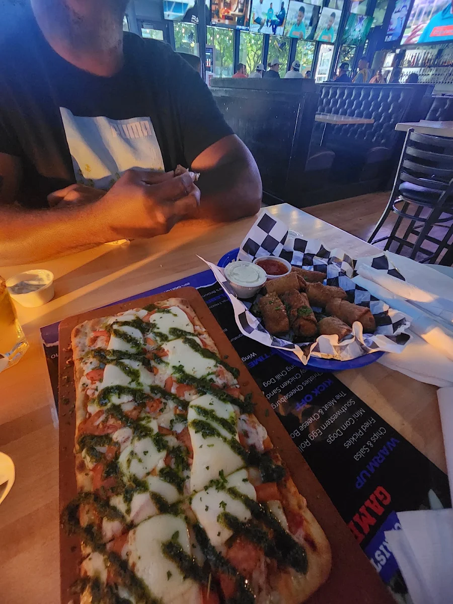 Margarita Pizza and Southwest Egg Rolls