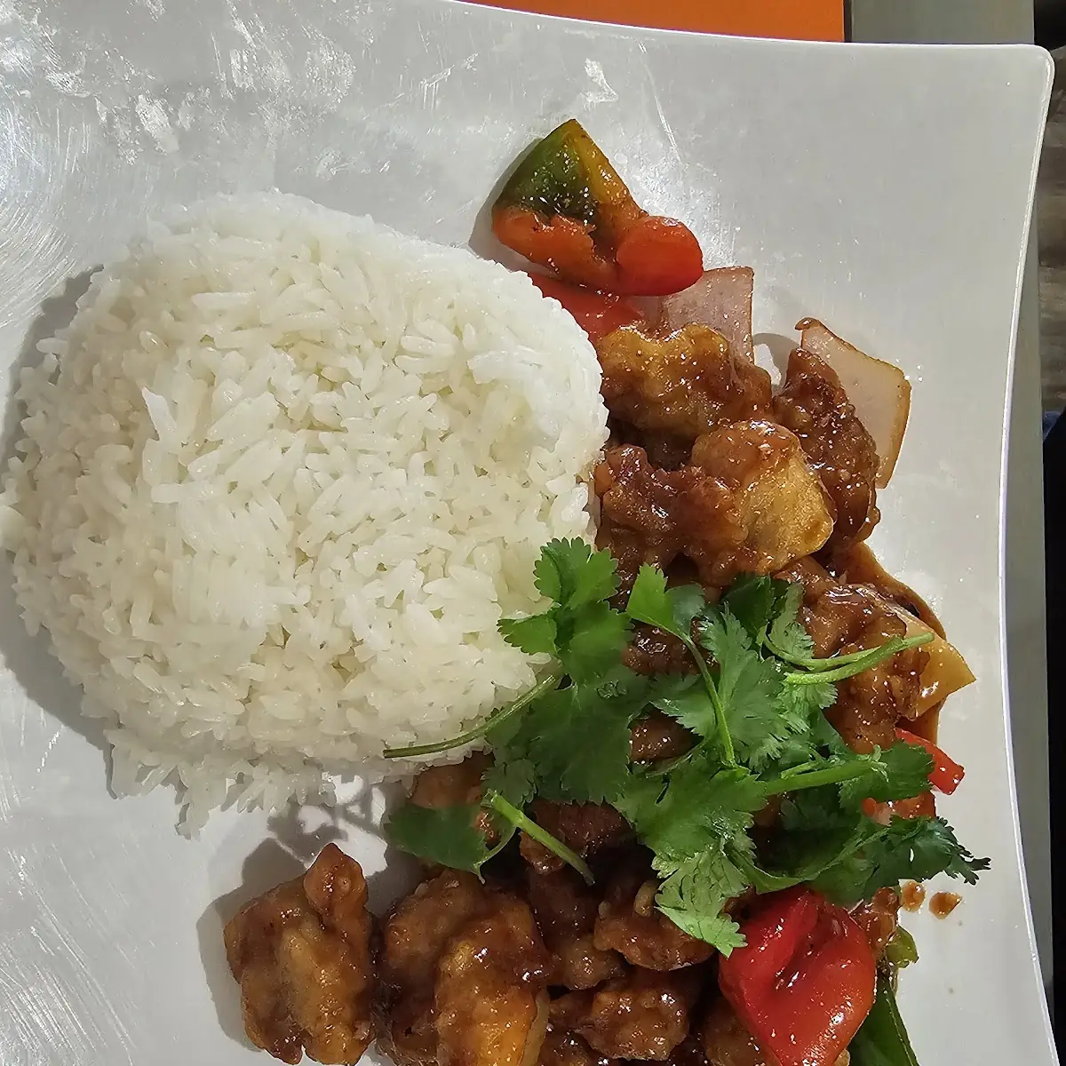 Orange Chicken Rice Plate
