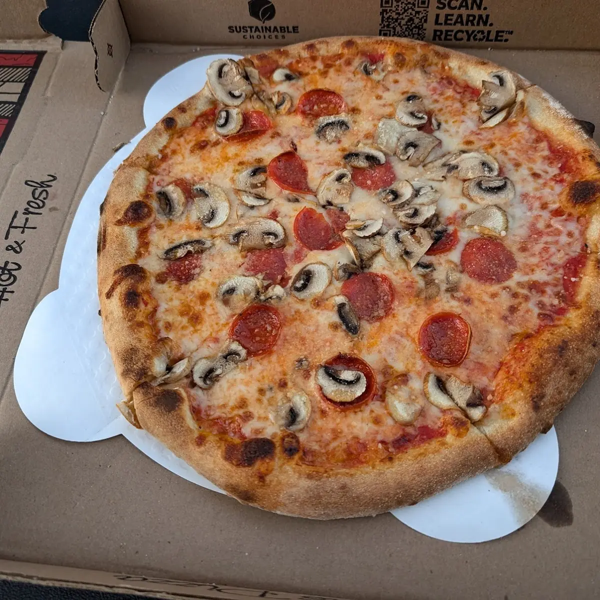 Pizza with Pepperoni and Mushrooms