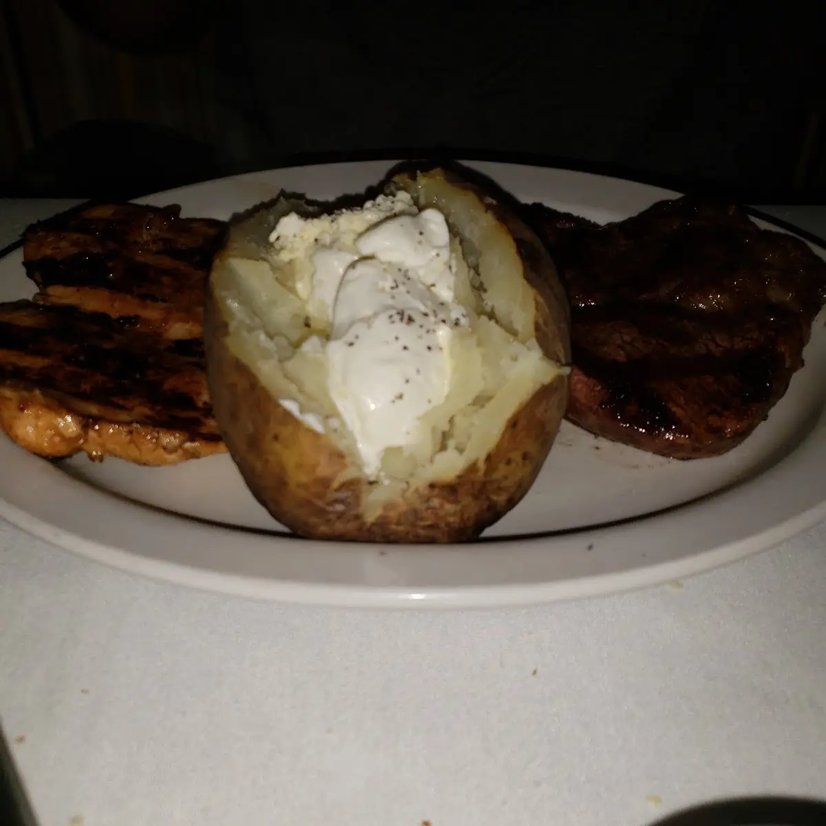 Rib Eye Steak and Hawaiian Chicken
