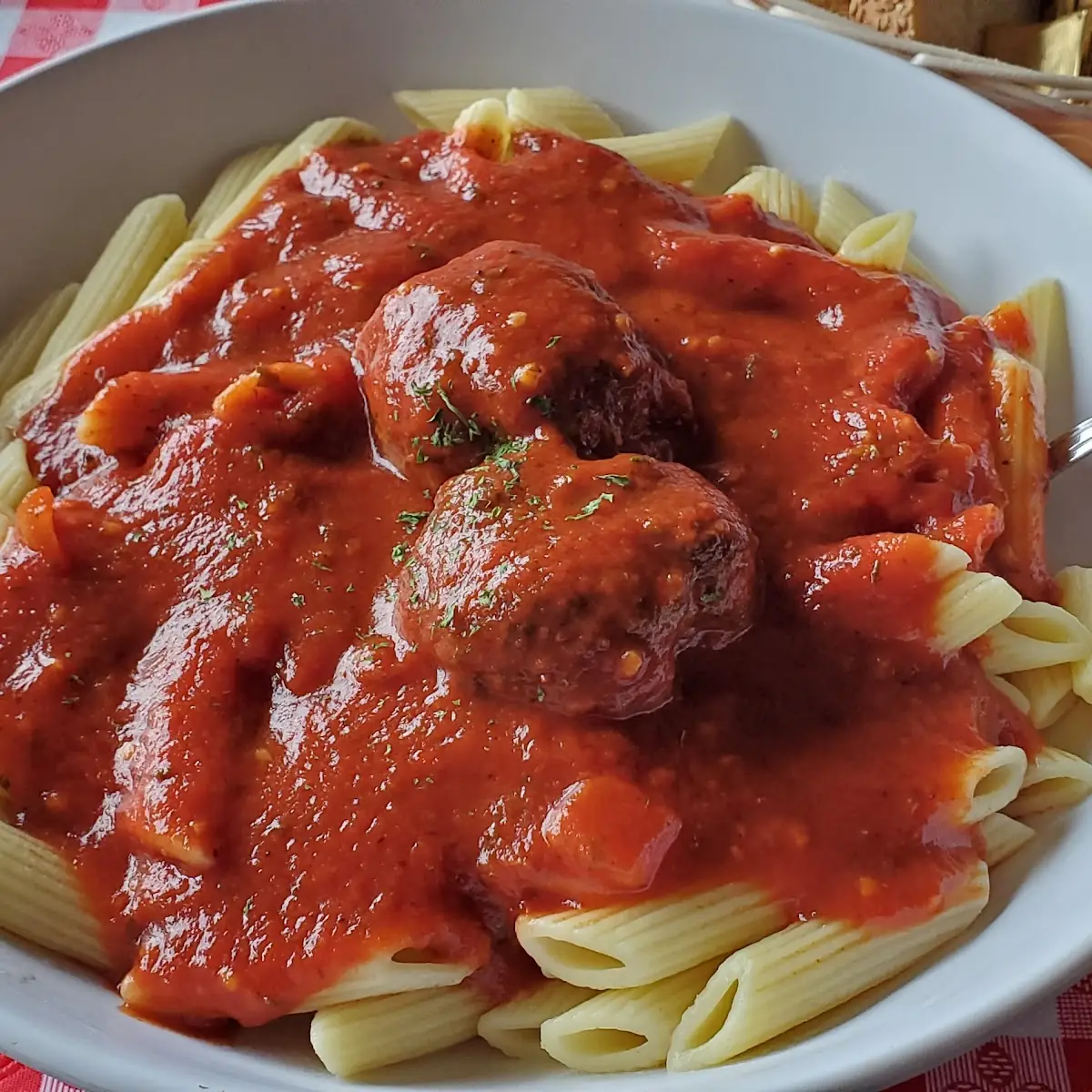 Mostaccioli or Spaghetti with Meatballs