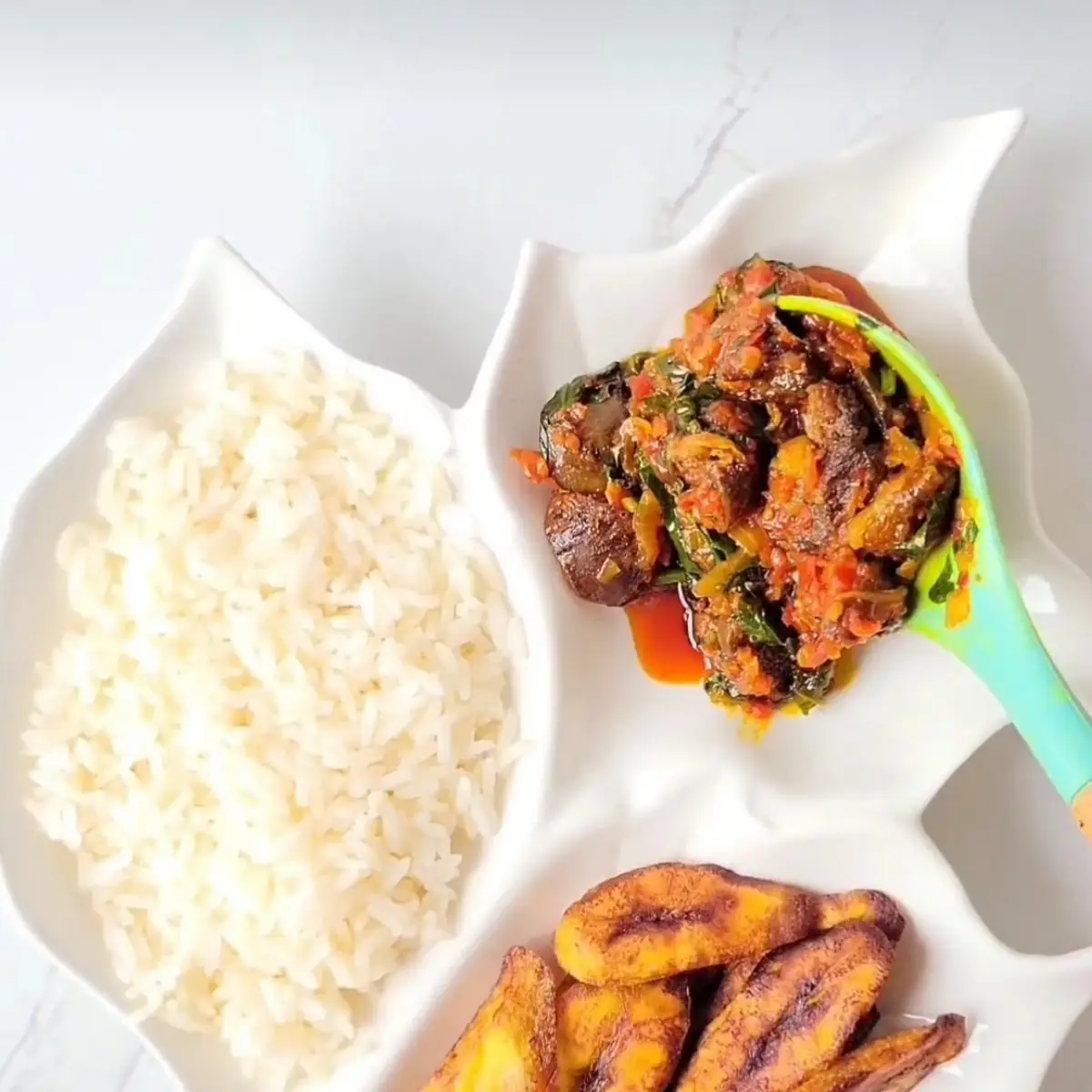 White Rice and Plantains