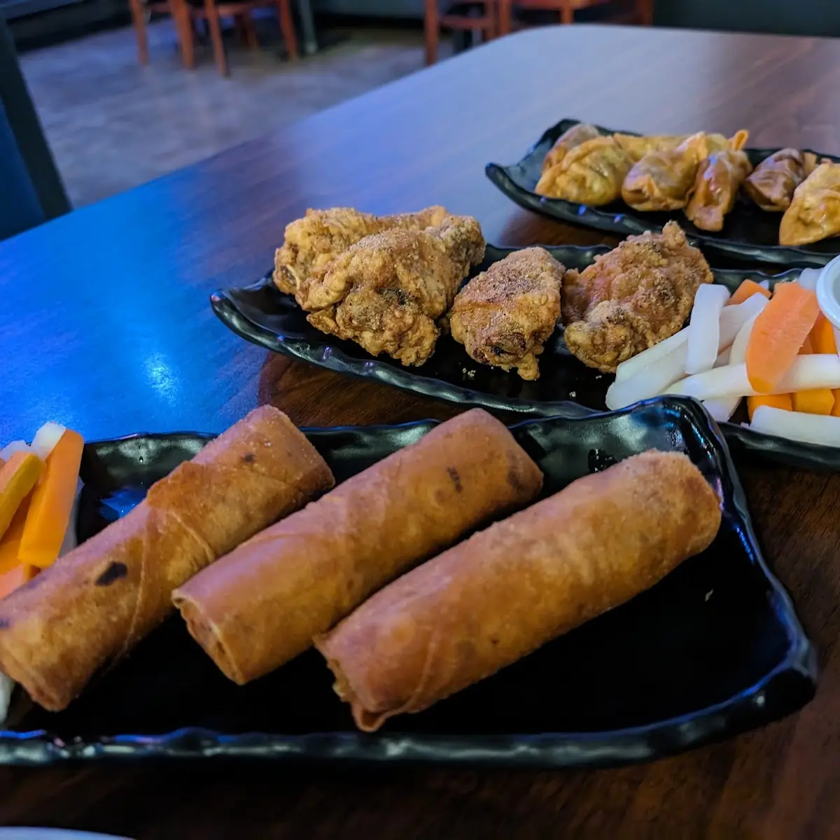 Fried Egg Rolls Lemon Pepper Chicken Wings Fried Potstickers