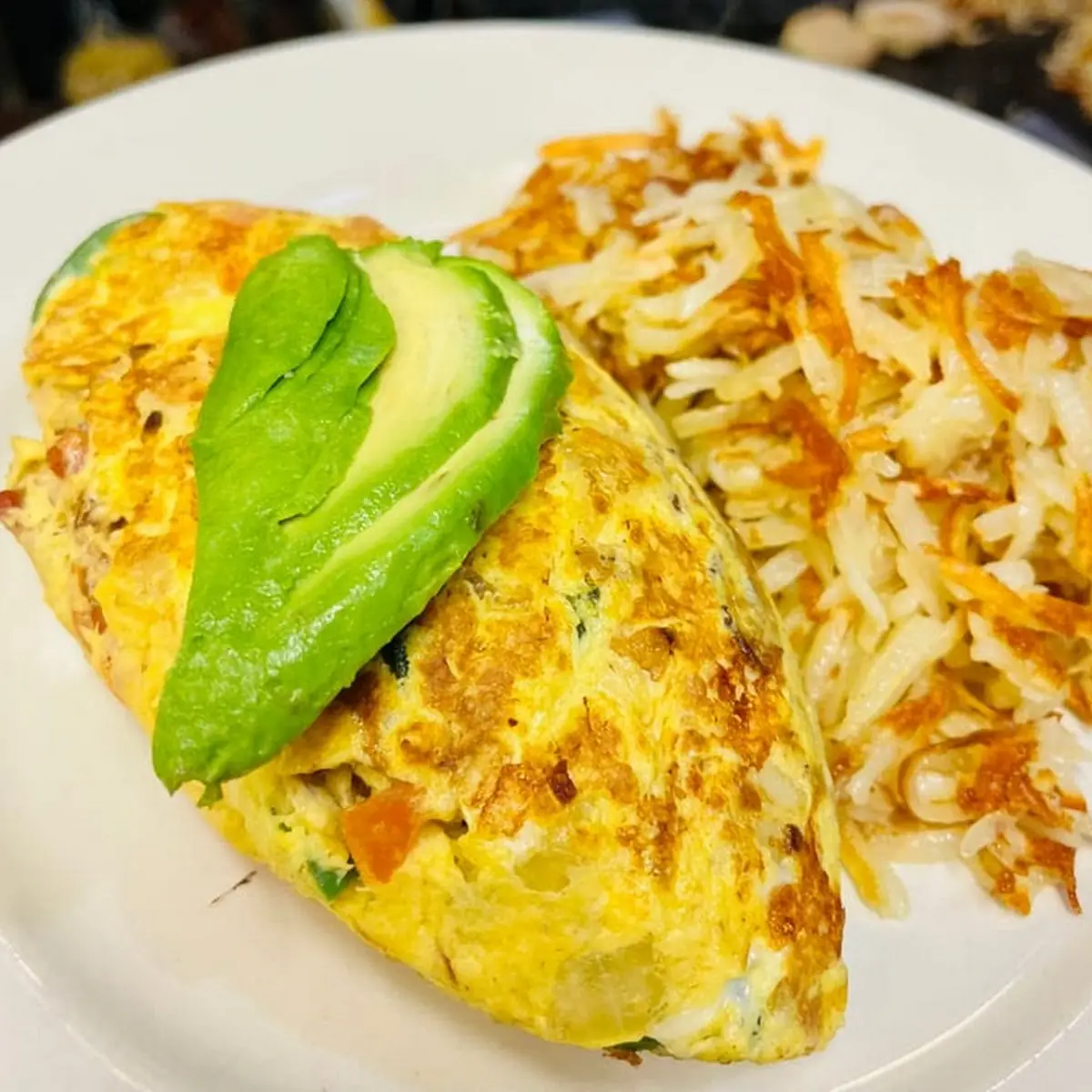 Veggie Omelette with Hash Browns