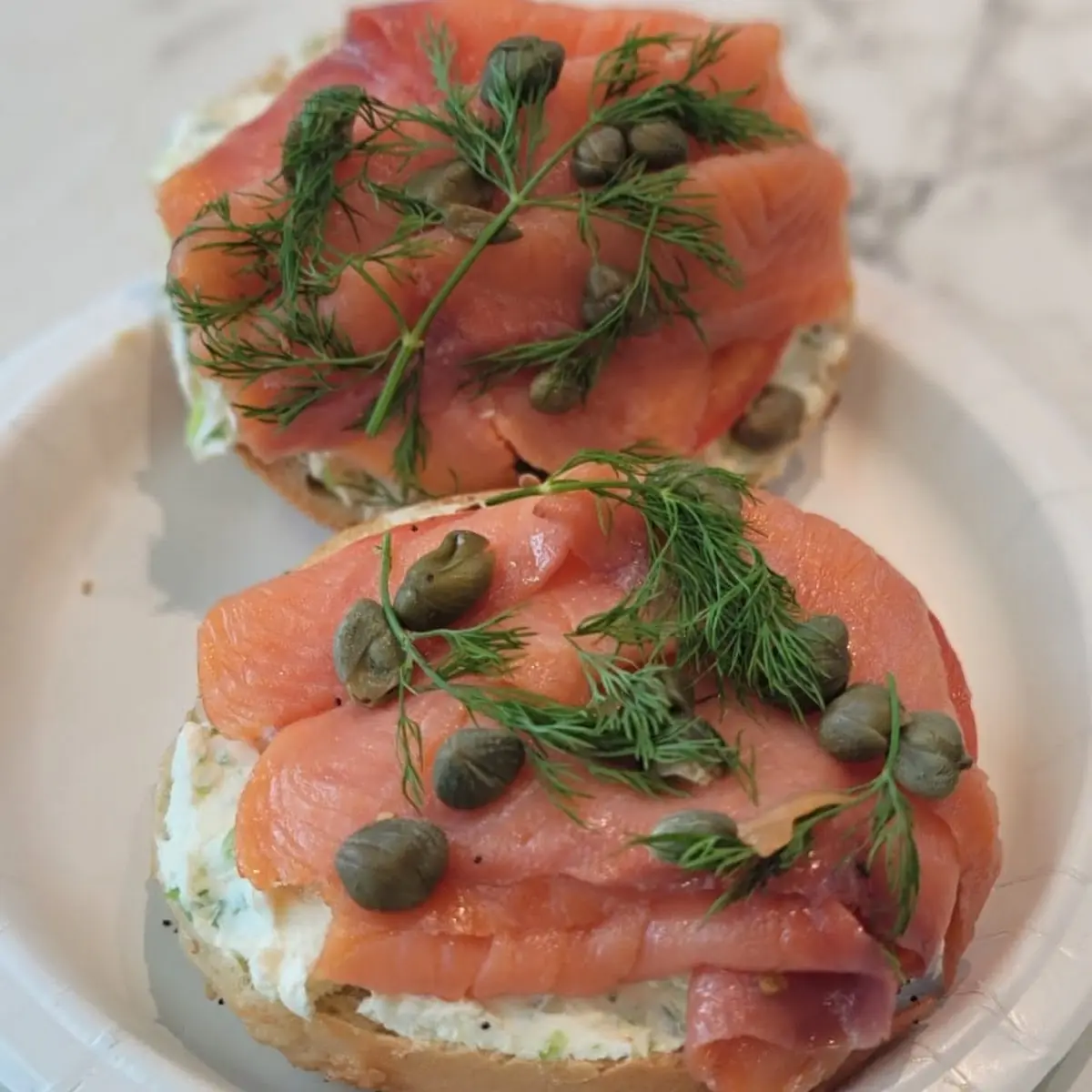 Sliced Lox and Cream Cheese Sandwich Breakfast