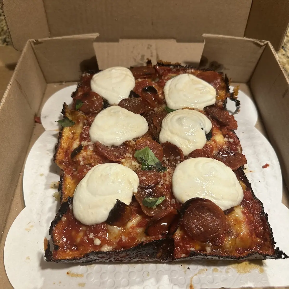 Square Pizza with Fresh Mozzarella and Basil