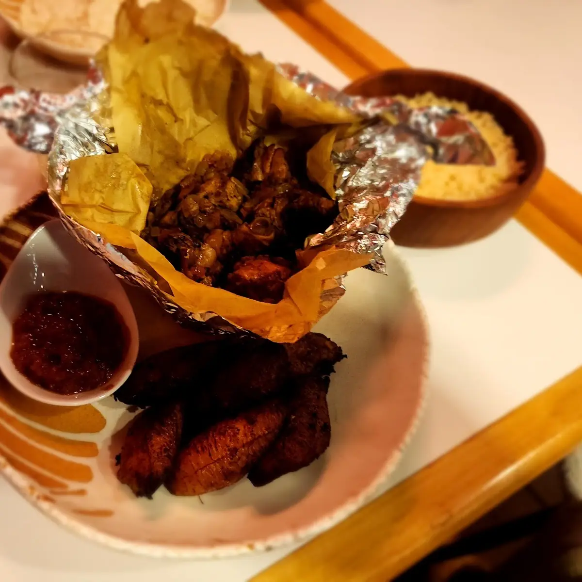 Chicken Suya and Plantains