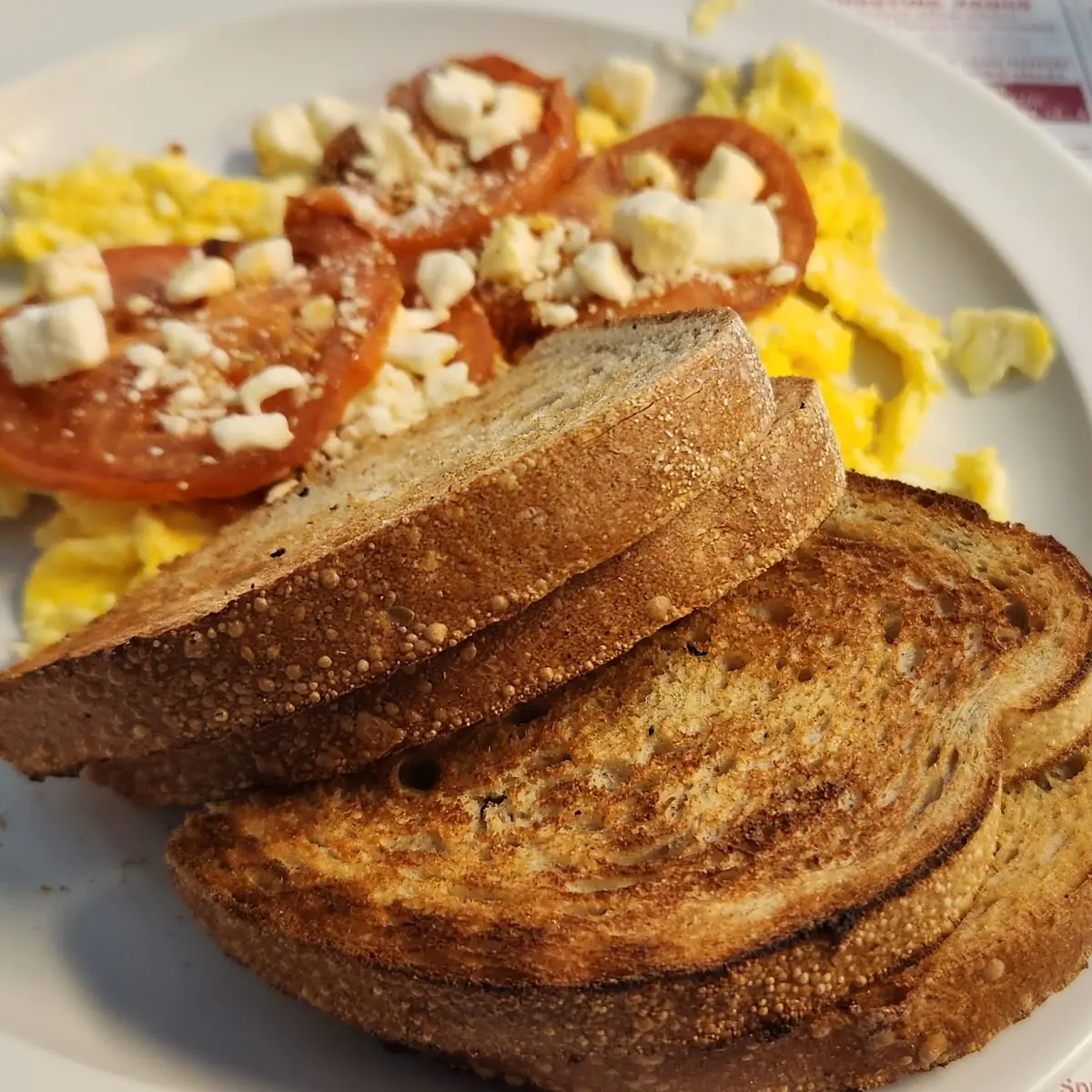 Scrambled Eggs Tomatoes & Feta on Top