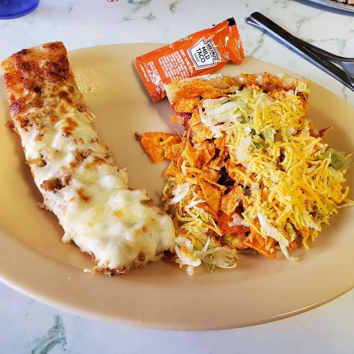Sausage Pizza Slice & Taco Pizza Slice