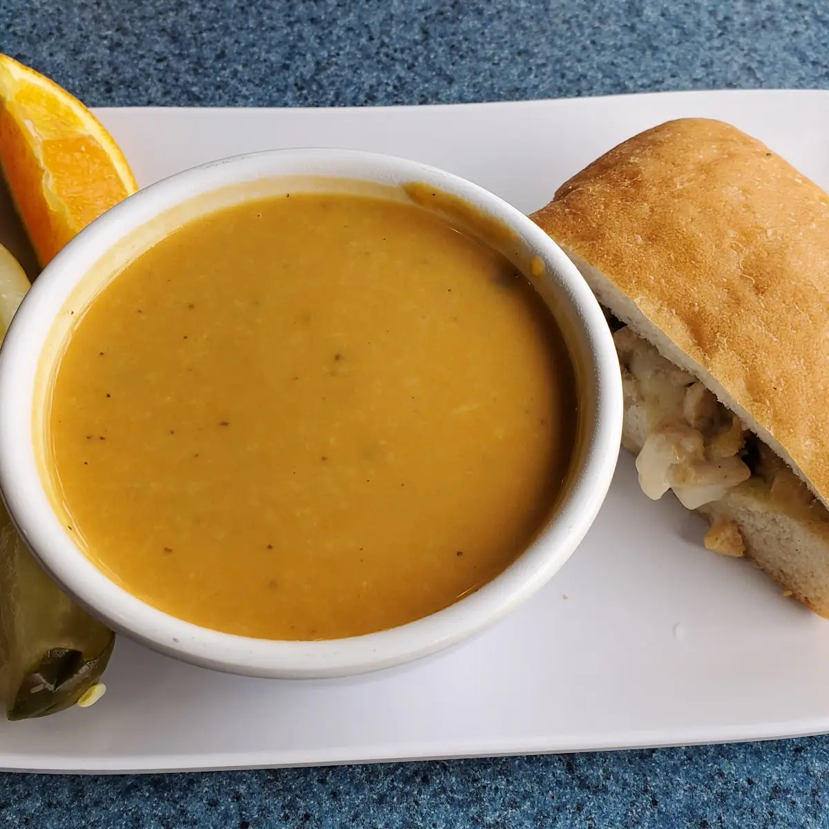 Butternut Squash Soup and Half Sandwich