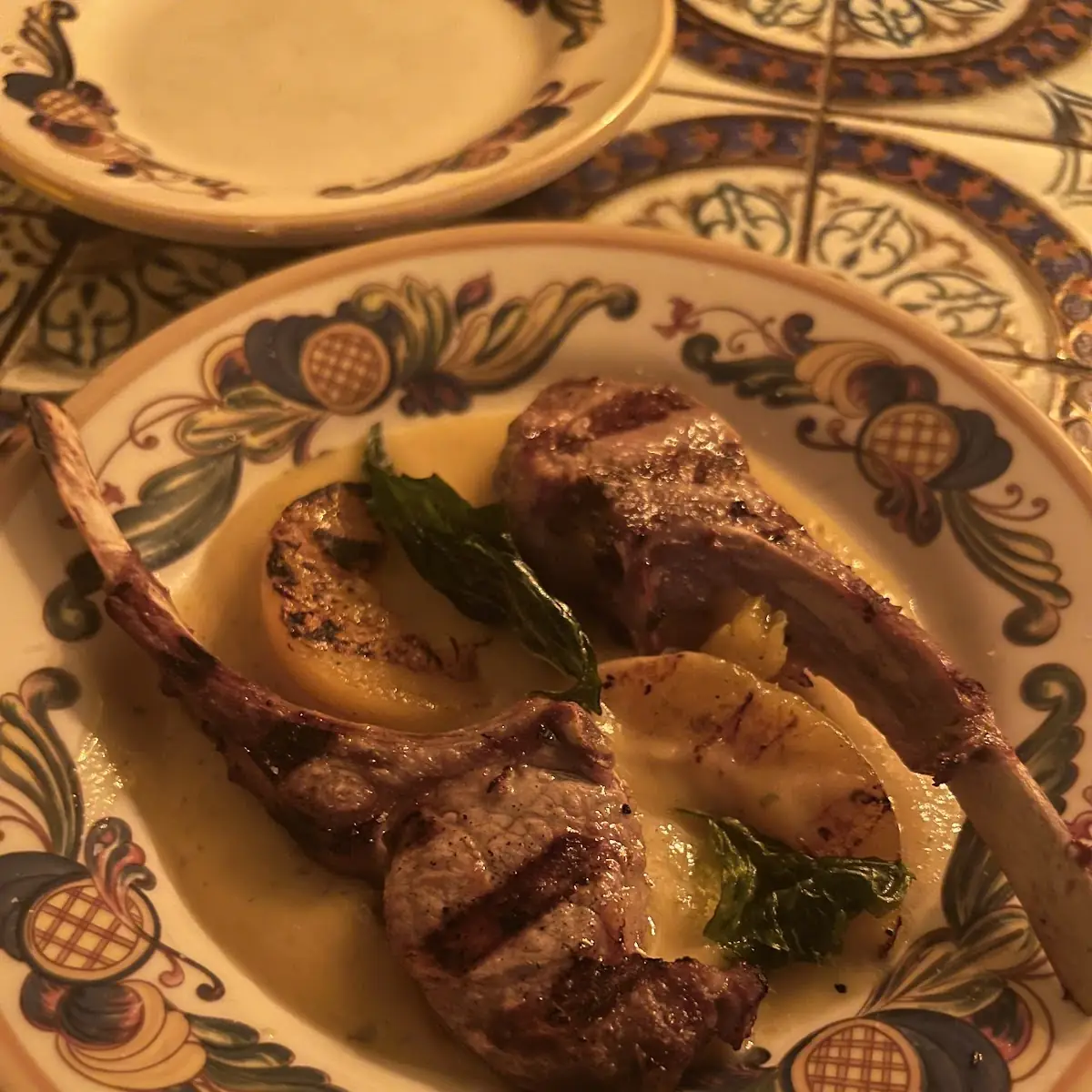 Lamb Rack with Peach Sauce
