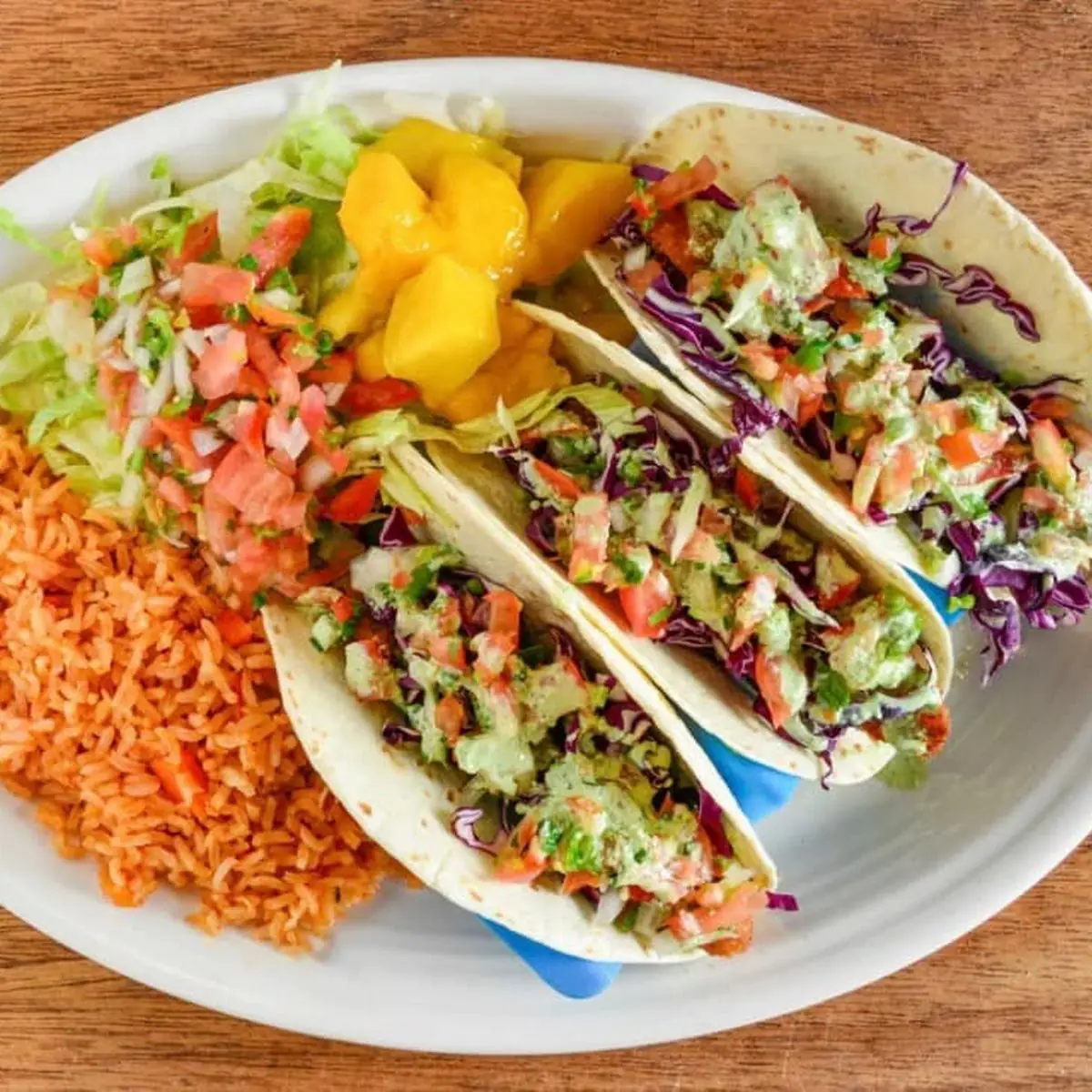 Two Beef Tacos Rice & Beans