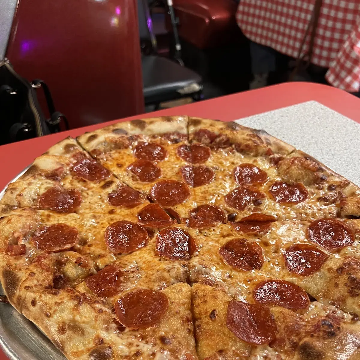 Pepperoni Pizza on Metal Tray