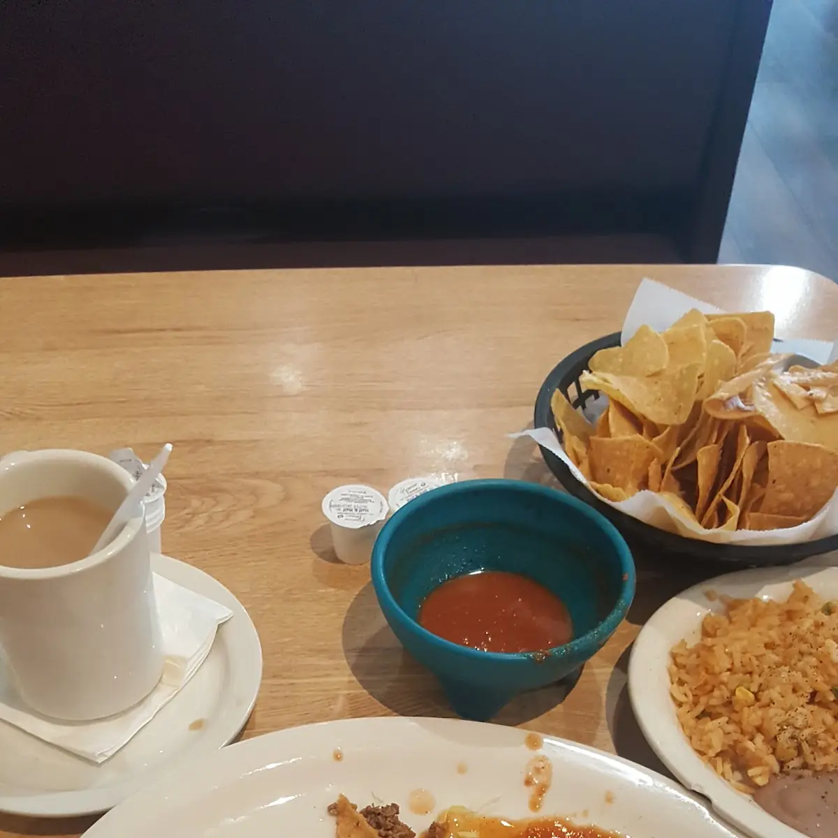 Enchilada and Refried Beans