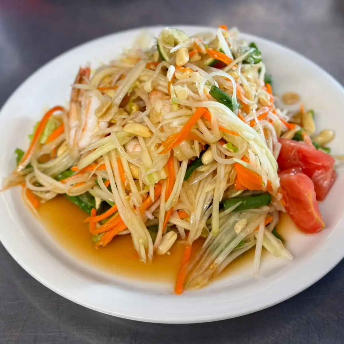 Som Tum with Shrimp