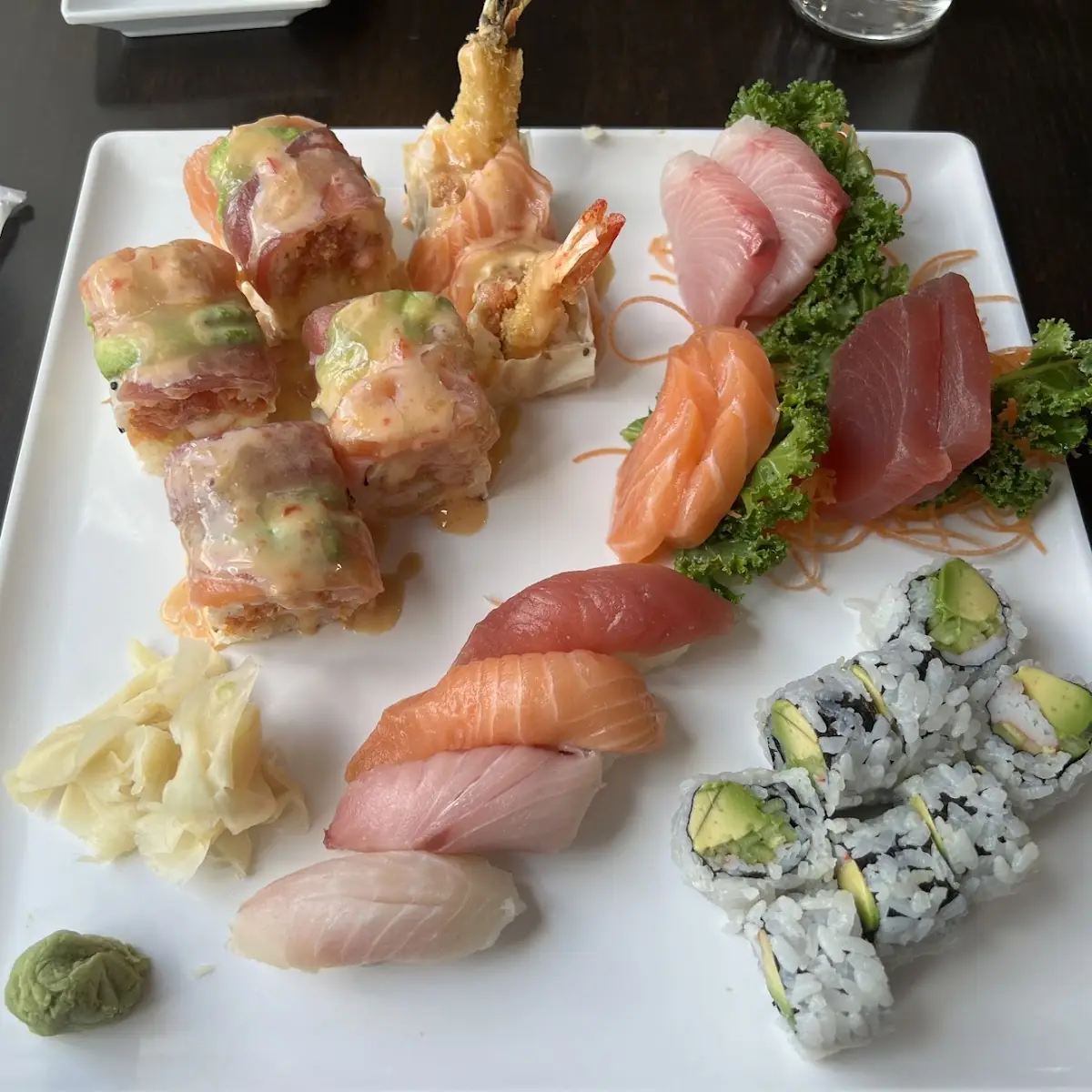Kiku Roll and Sushi and Sashimi Combo