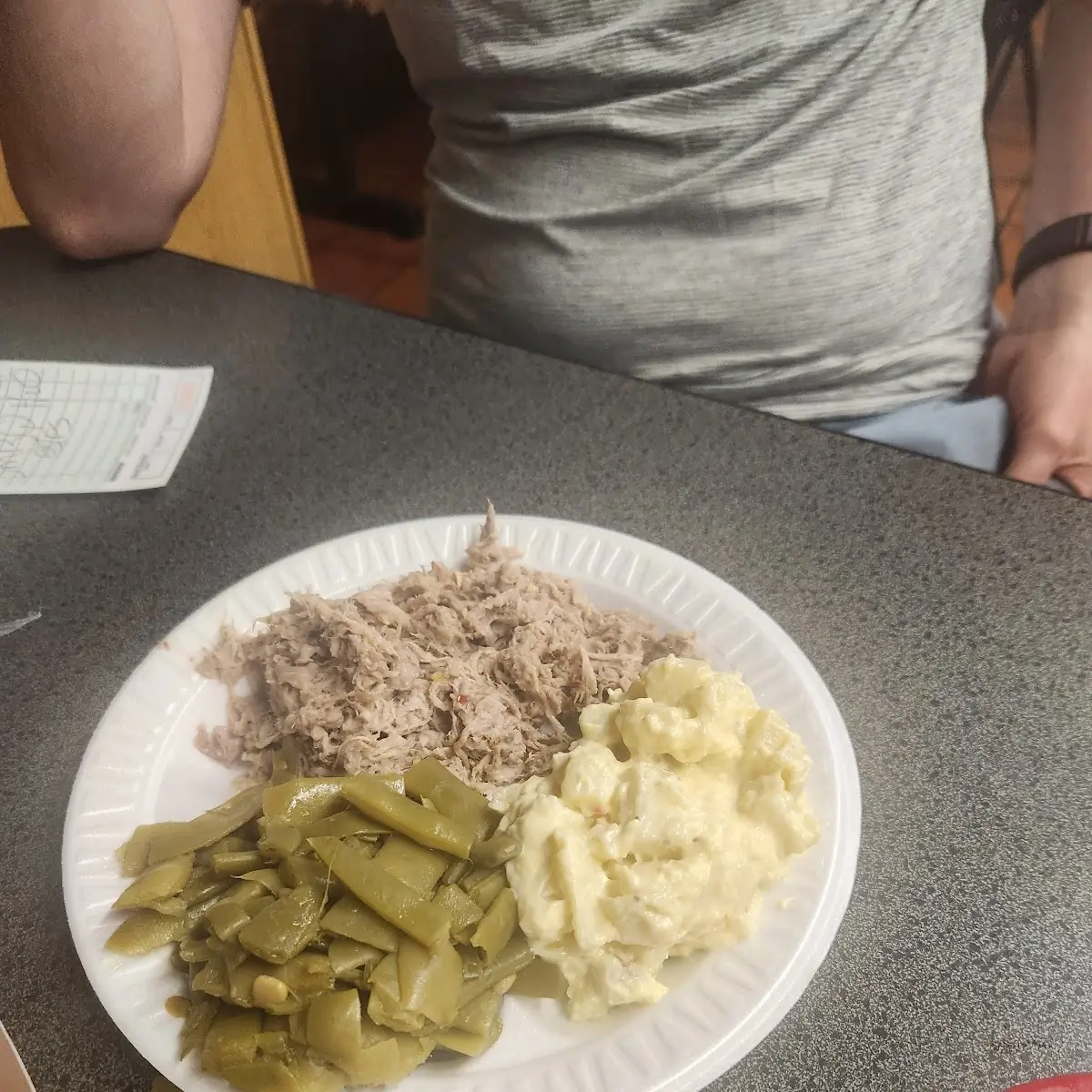 Pulled Pork Plate with Potato Salad and String Beans