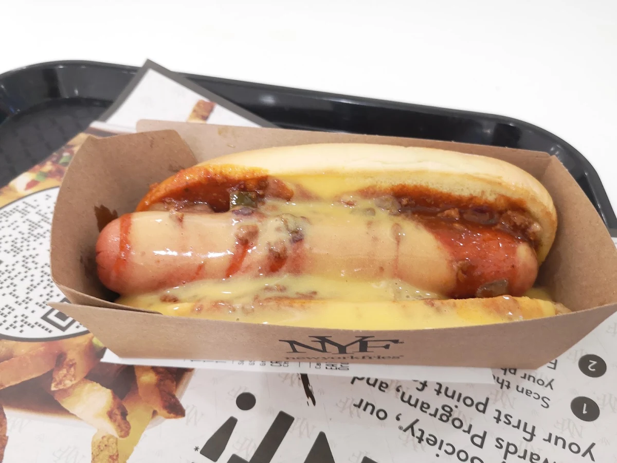 Hotdog with Cheese Dip and Chilli Chicken