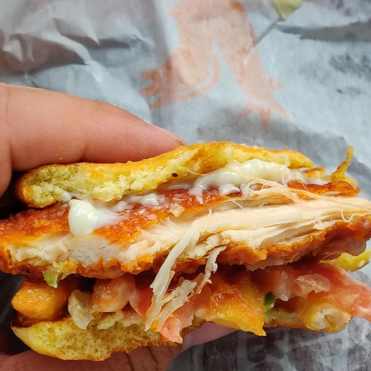 Spicy Chicken Sandwich Partly Raw