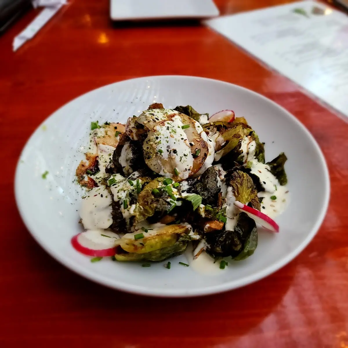 Flash Fried Brussels Miso Mayo Sweet Soy