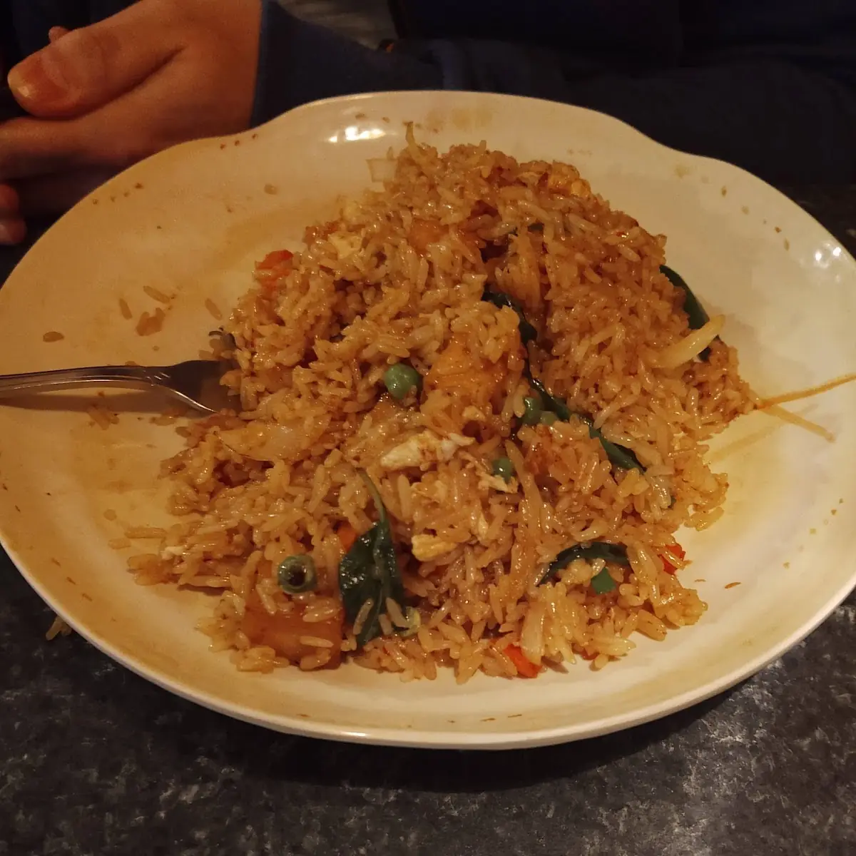 Basil Fried Rice with Fried Tofu