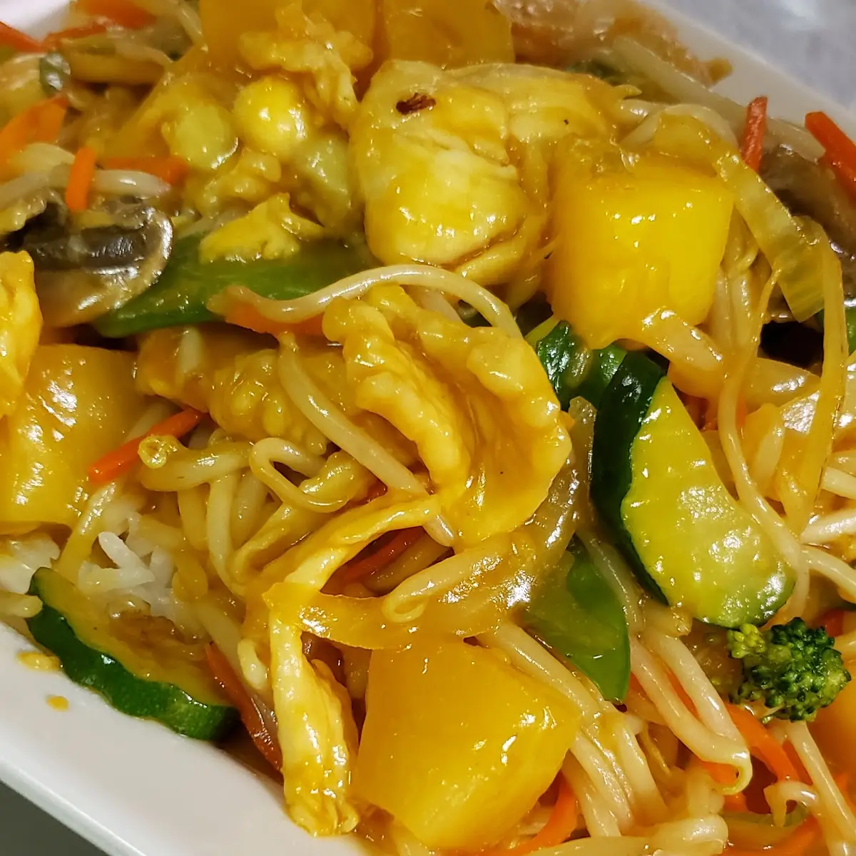 Pineapple Chicken Chow Mein or Chop Suey