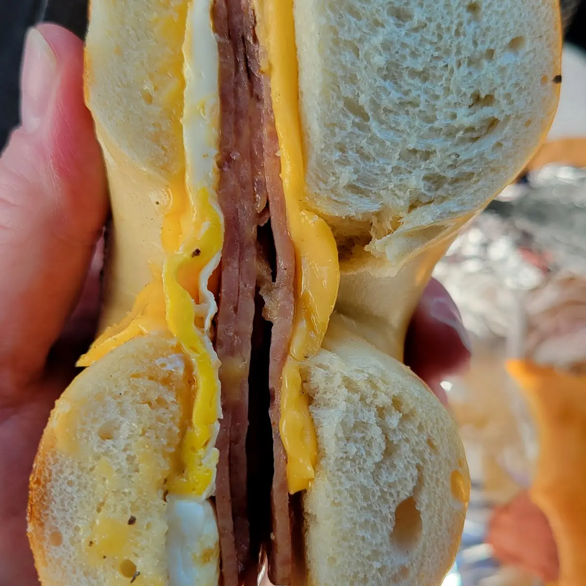 Bagel Pork Roll Egg and Cheese Sandwich