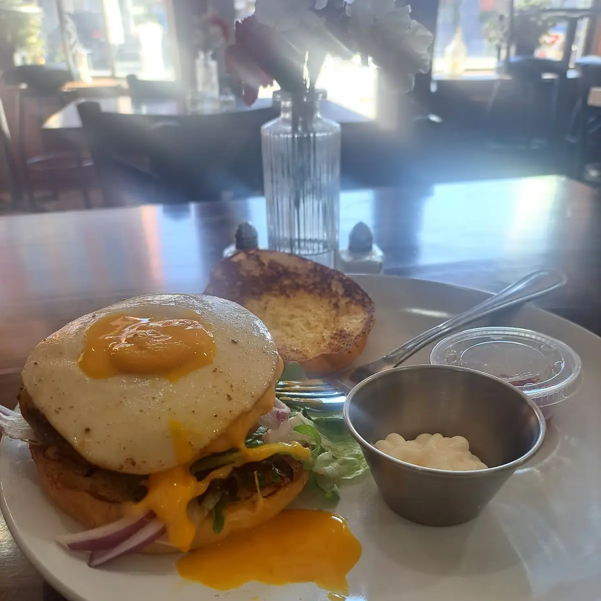 French Onion Burger and Fries with Cheese