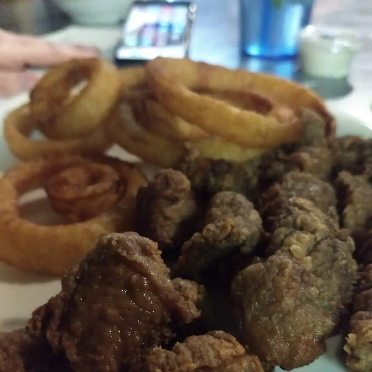 Breaded Steak Tips with Onion Rings