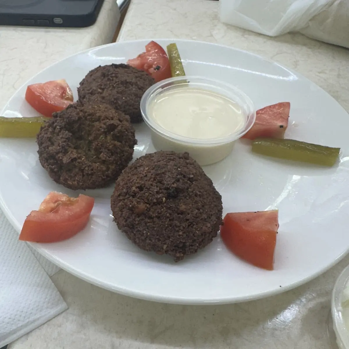 Falafel, Lettuce, Tomato, Pickles and Sauce (6 pcs)