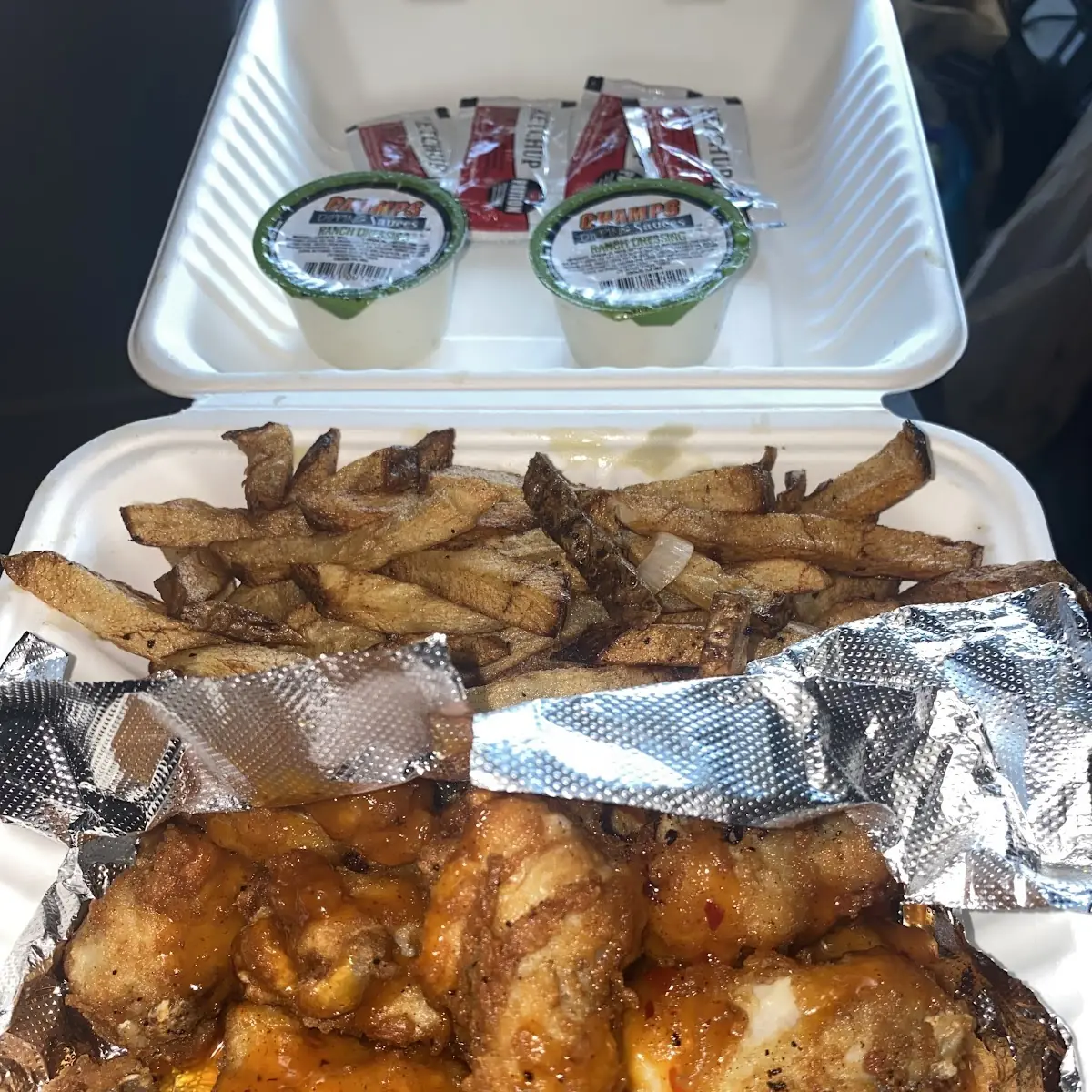 Mango Habanero Wings and Fries
