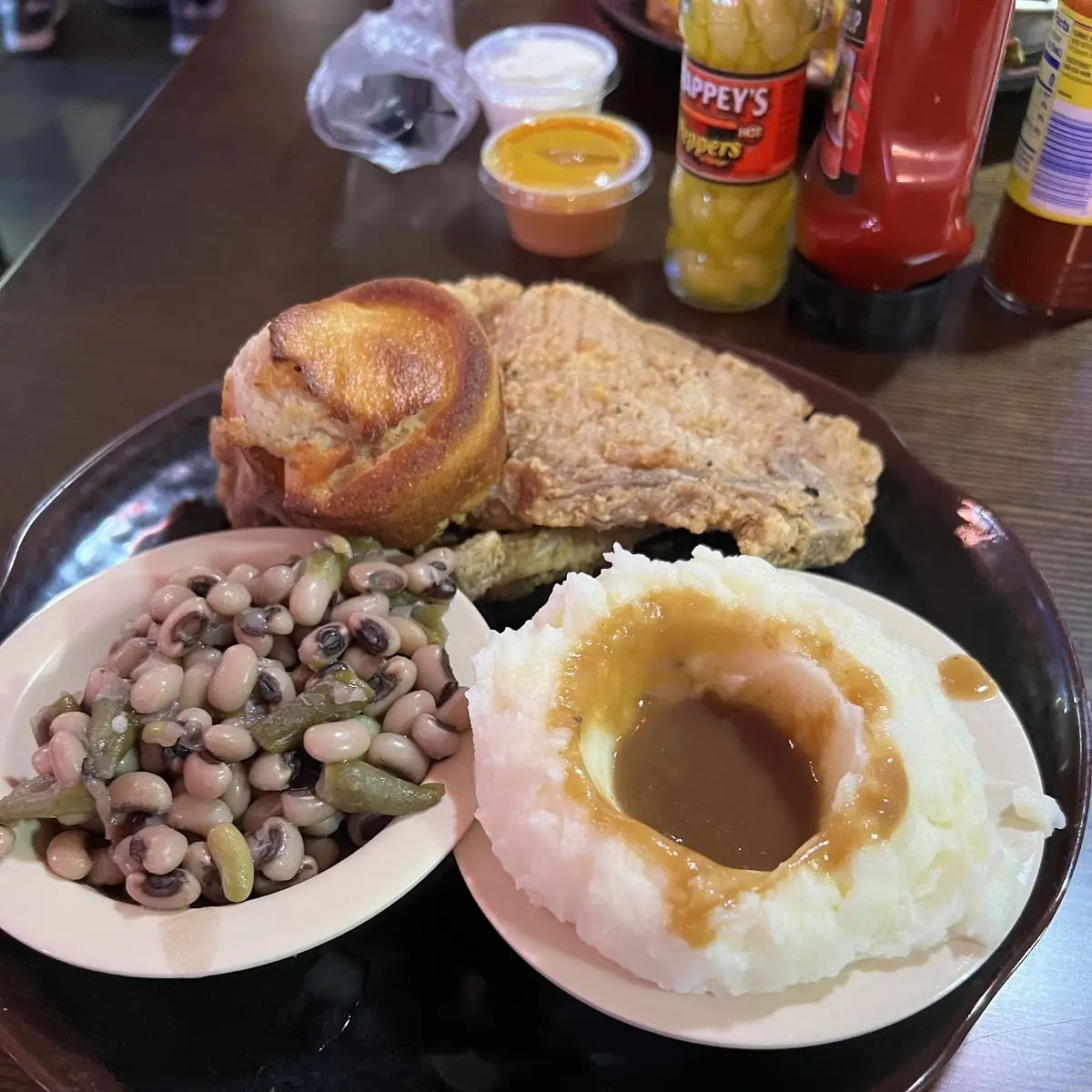Fried Chicken Mashed Potato and Black Eyed Pea