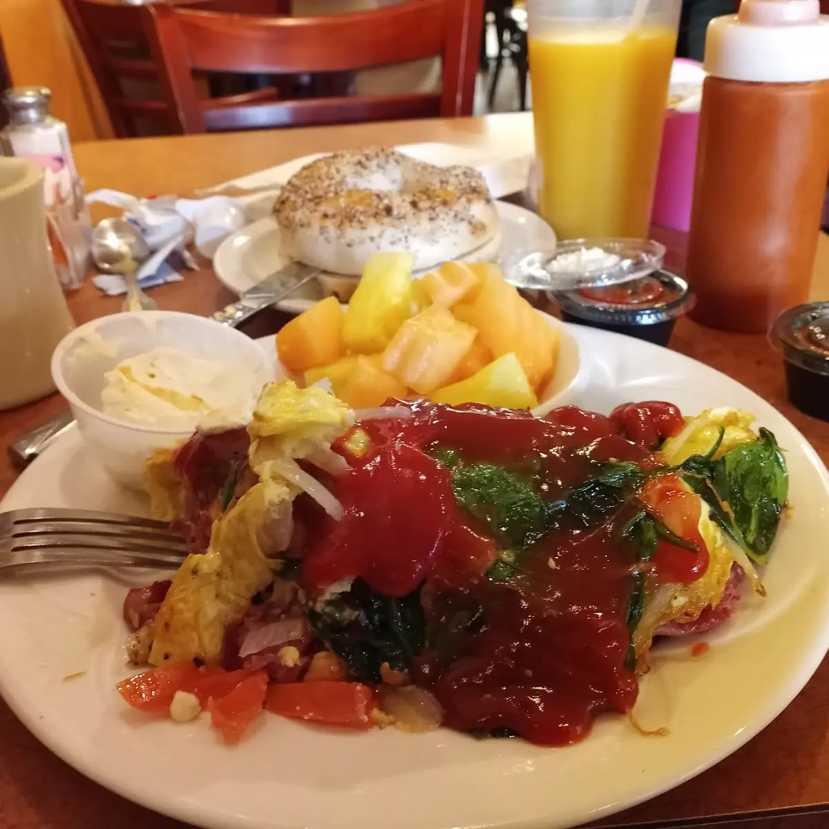 Irish Cornbeef Omelet with Spanish and Feta Cheese