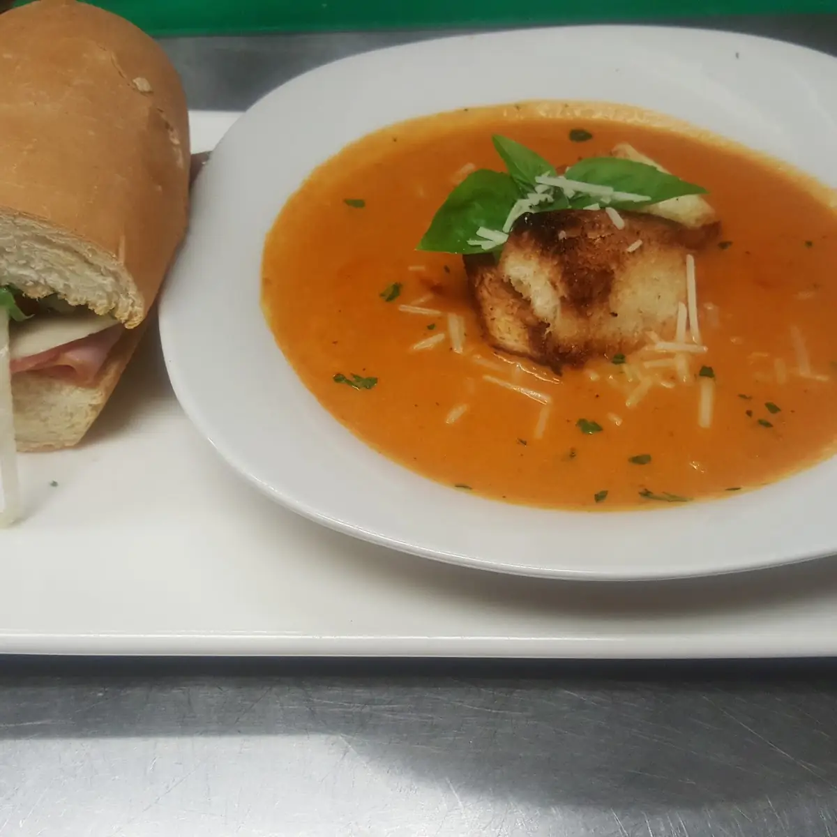 Tomato Basil Soup and Sandwich