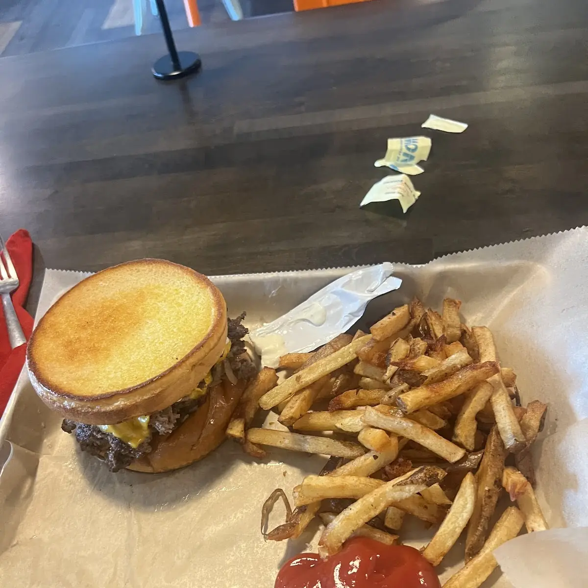 Patty Melt Burger and Fries