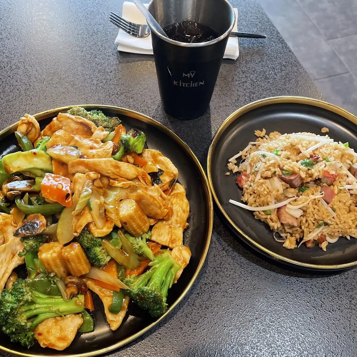 Chicken with Mixed Vegetables and Fried Rice