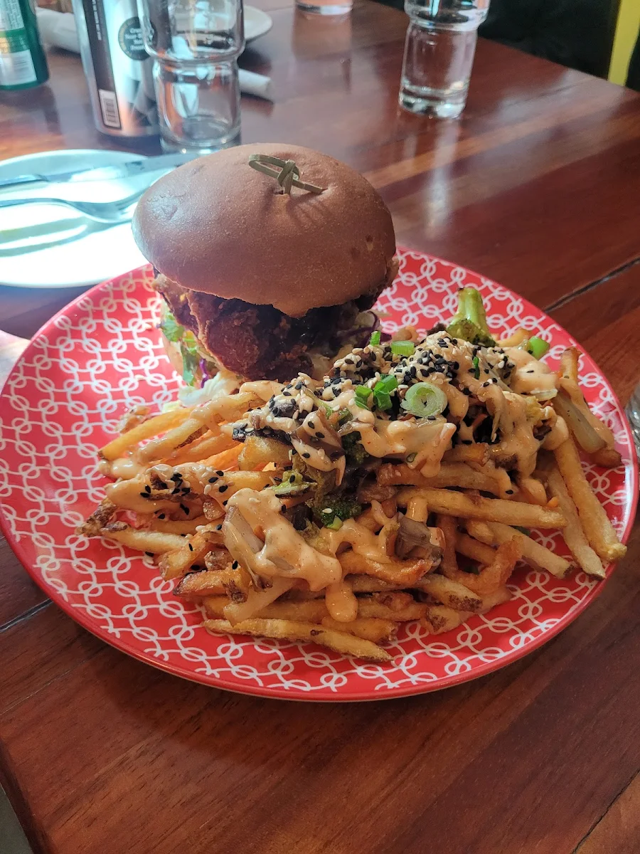Thai Fried Chicken Sandwich with Sukiyaki Fries, KAIN TAYO