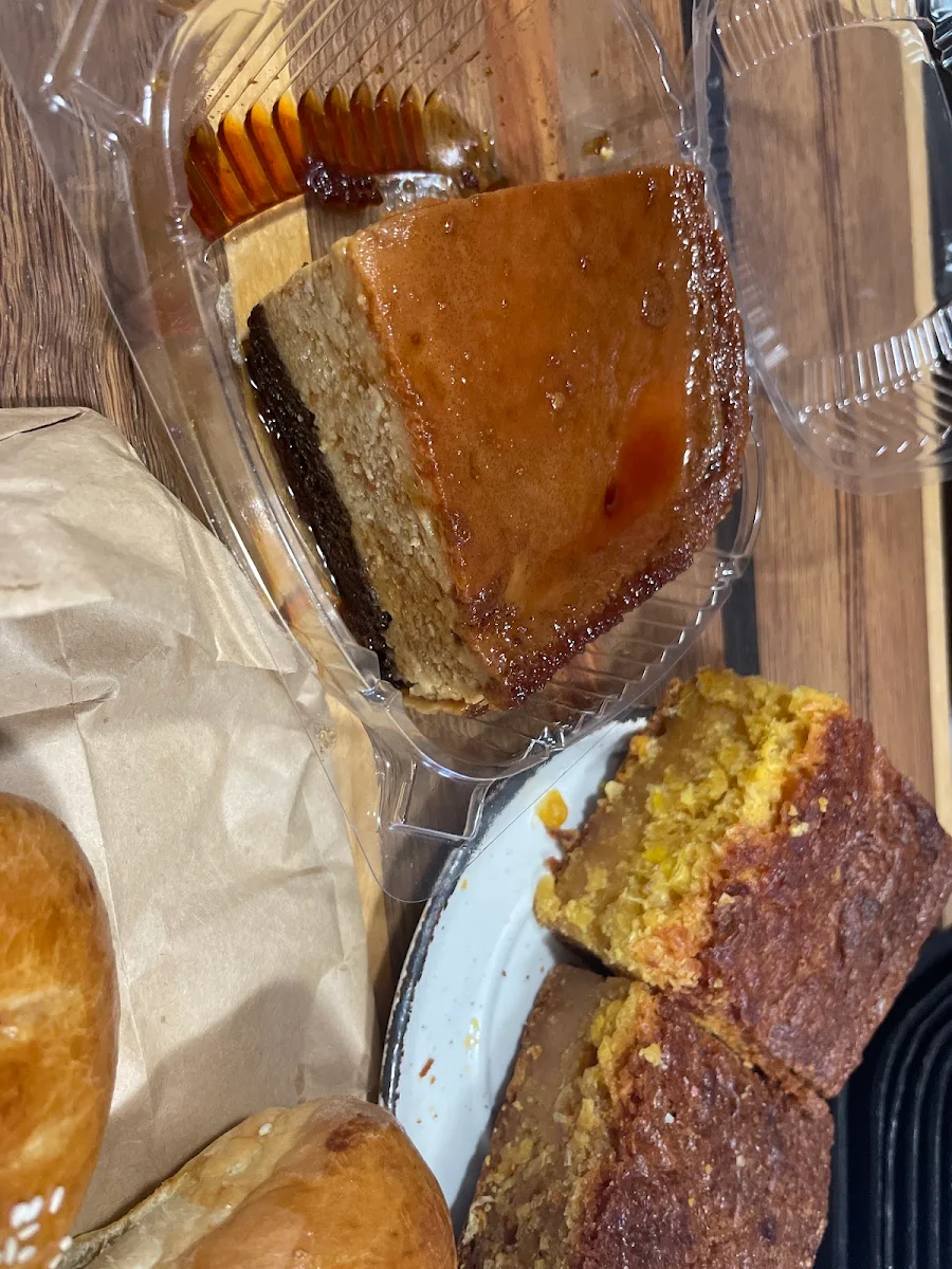 Home Made Flan and Corn Bread