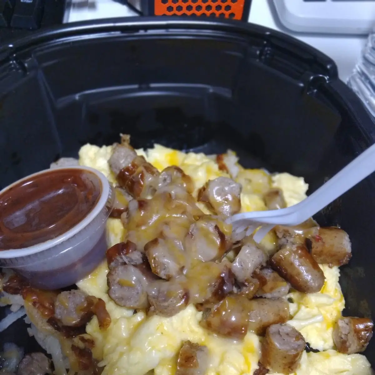 Hash Browns Eggs Scrambled with Cheese and Bacon
