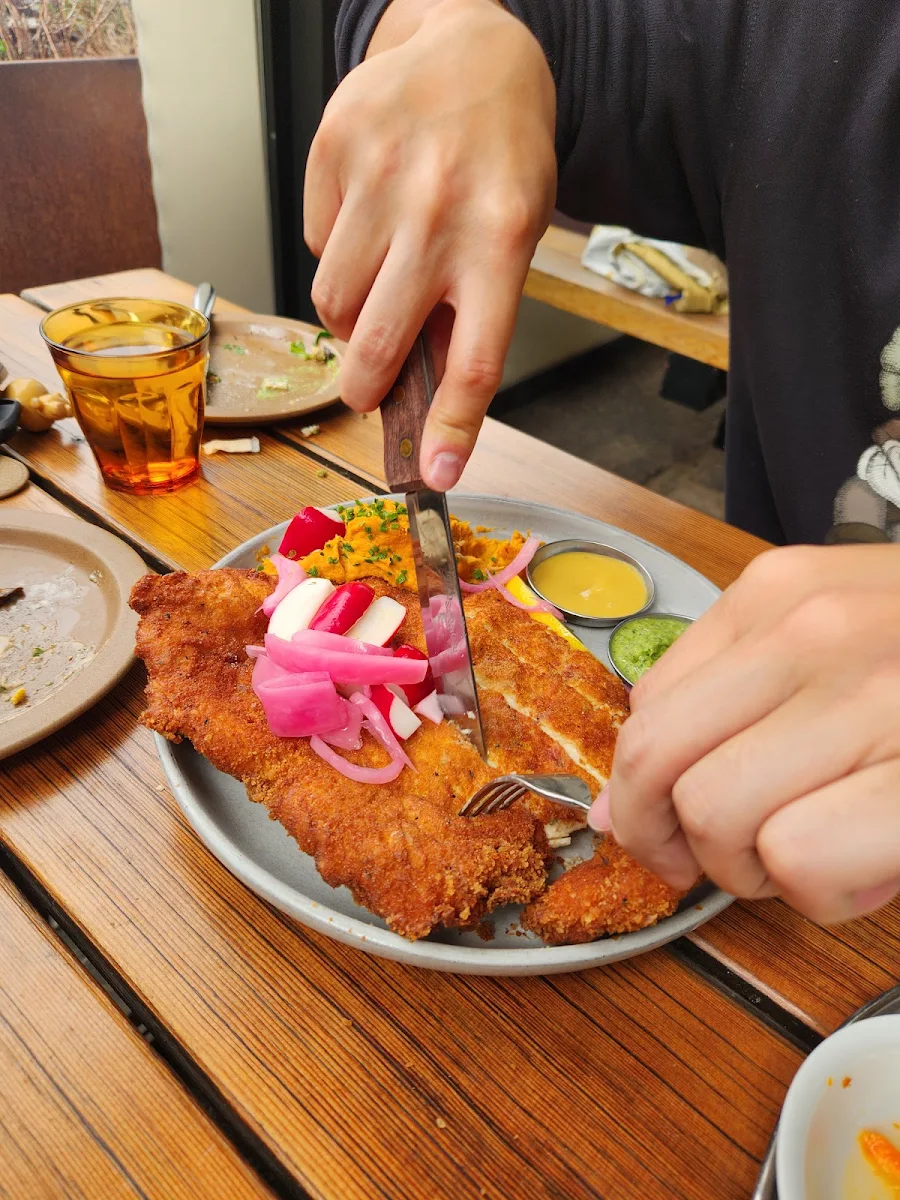 Chicken Schnitzel & Garlic Mashed, Parallel Brothers