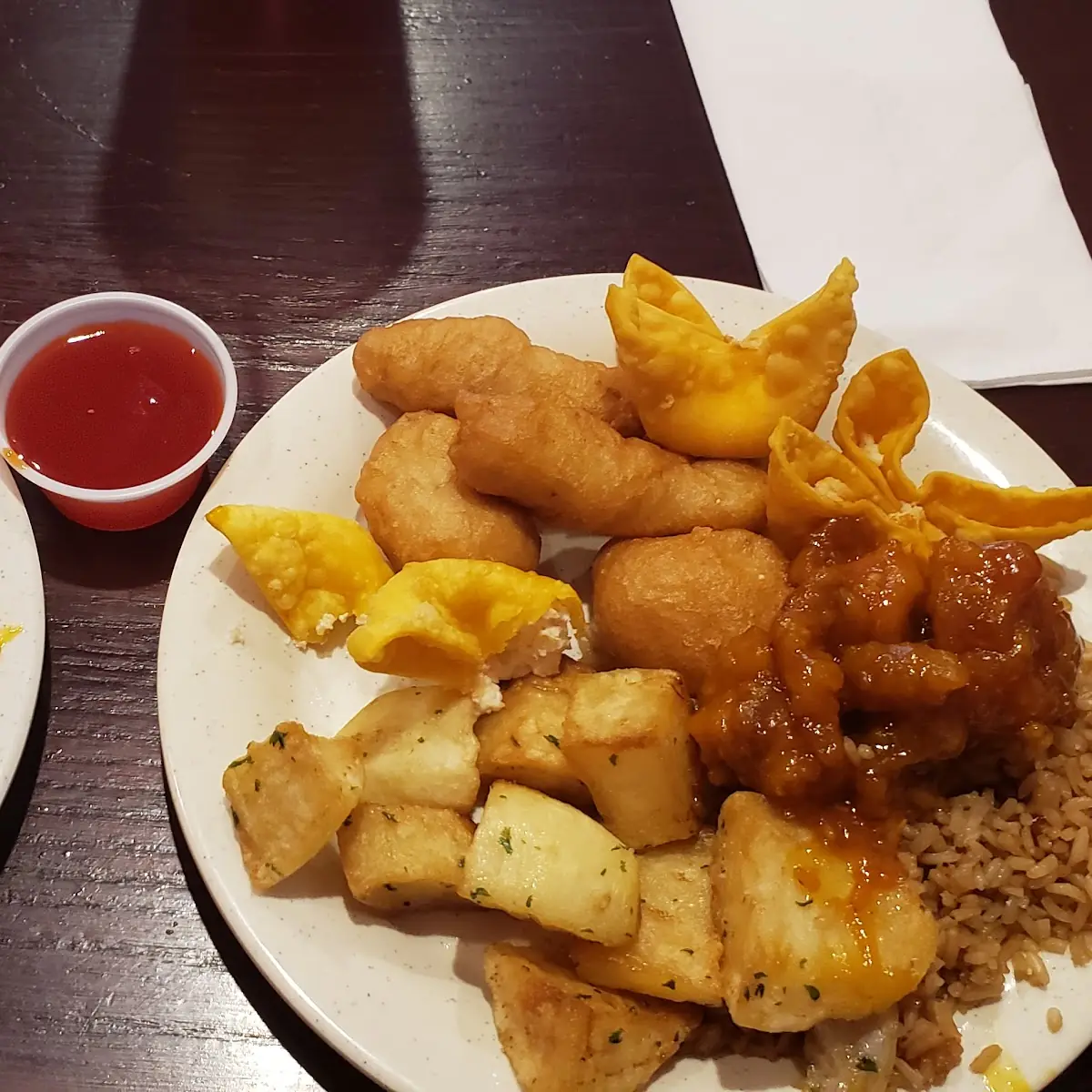 Potatoes and Sweet N Sour Chicken