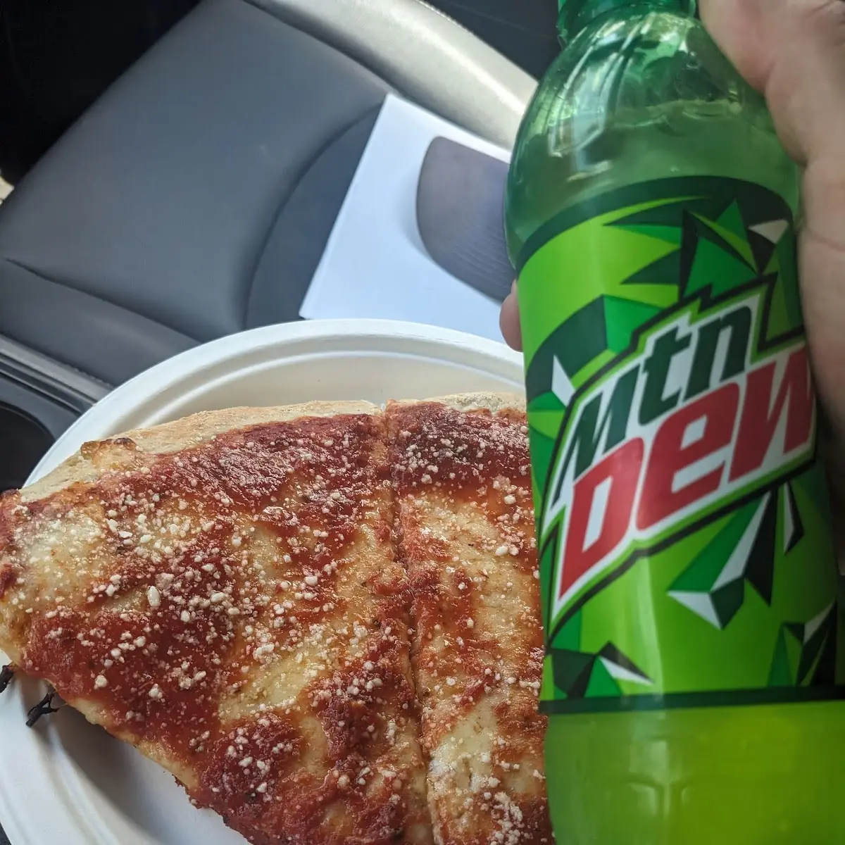 Upside Down Pizza and Mtn Dew