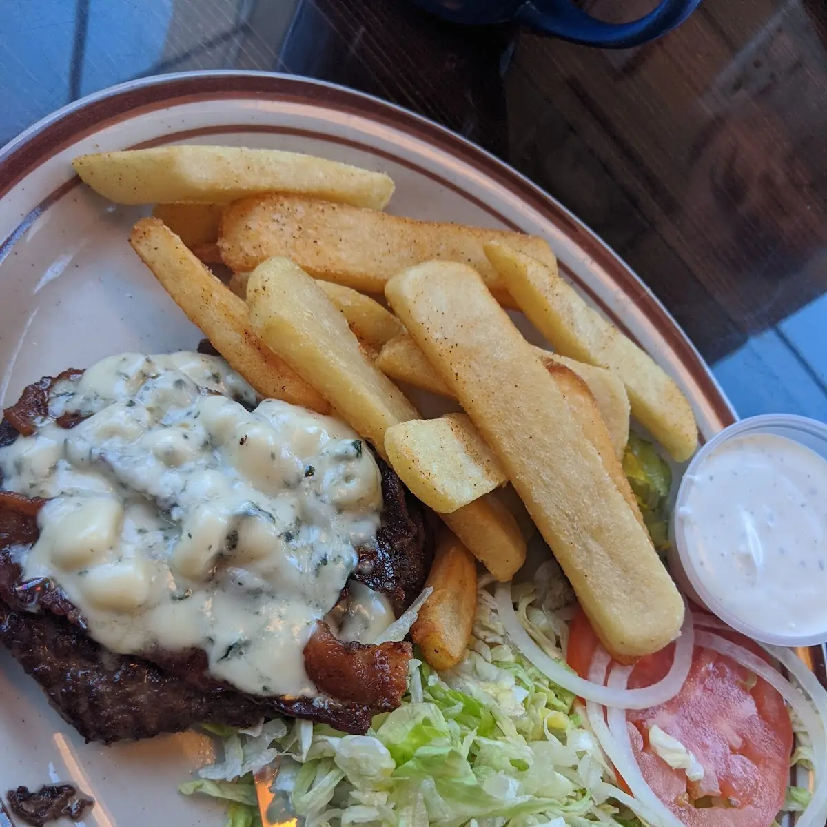 Bacon Blue Cheese Burger & Fries